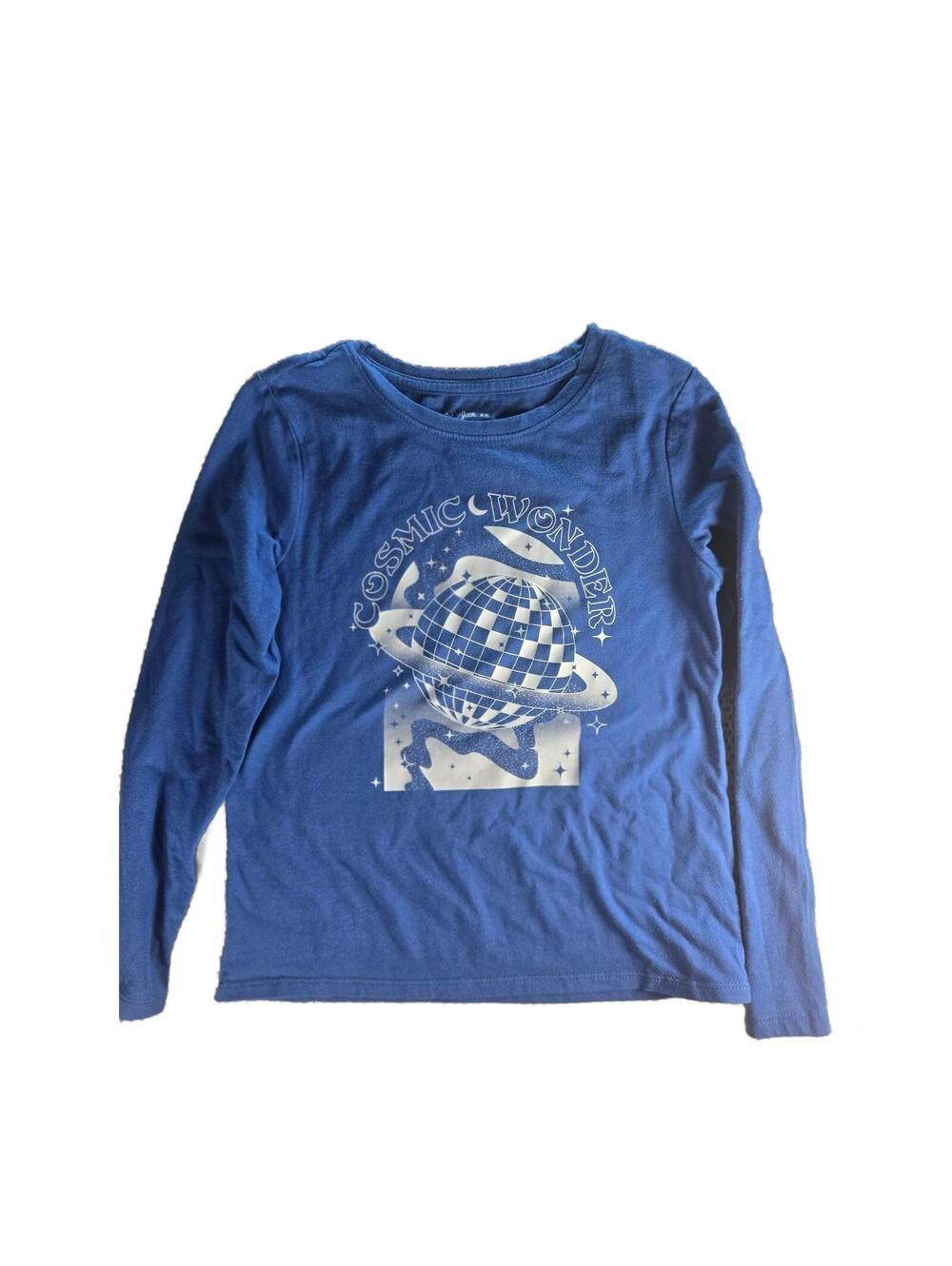 Cat & Jack Cosmic Wonder Blue Long Sleeve Shirt for Kids, Size M, Good Condition